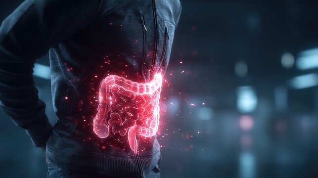 Inflammatory Bowel Disease Awareness Concept with Human Digestive System Illustration, Chronic Gastrointestinal Inflammation, Crohn&rsquo;s Disease and Ulcerative Colitis Medical Healthca