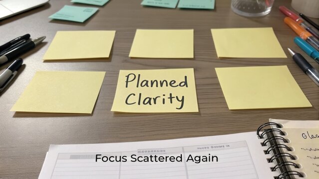 Sticky Notes with Planned Clarity on Table