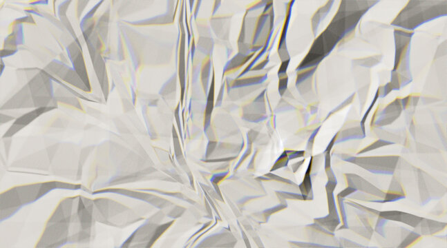 Abstract crumpled white paper texture background. 3D rendering of low poly creased geometric surface with sharp shadows