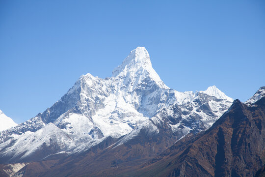 Amazing peak of the Ama Dablam mount - Everest region, Nepal, Himalayas