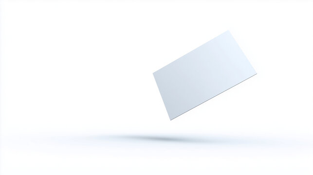 An elegant business card floating in mid-air against a clean, minimalist white background.