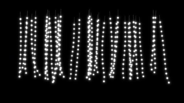 wide view and many string of lights animation. hanging lights