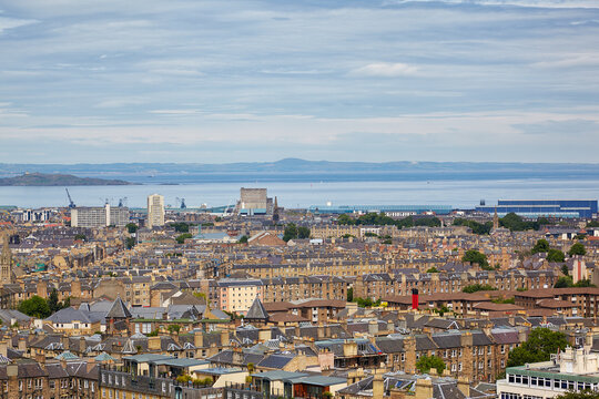 The view from Calton hill to the new regions of Edinburgh. Scotland