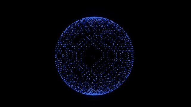 Blue Particle Sphere Rotating with Dark Diamond Center
