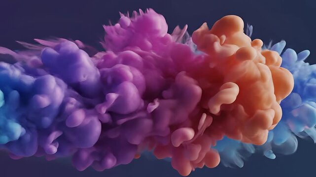 Abstract Colorful Ink Cloud Explosion Motion Background.