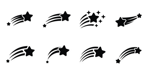 New Year 2026 shooting star silhouette icon set festive vector illustration © MDRifat