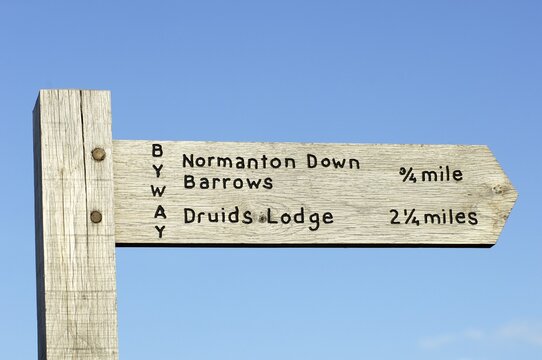 Druids Lodge signpost near Stonehenge Wessex England Great Britain