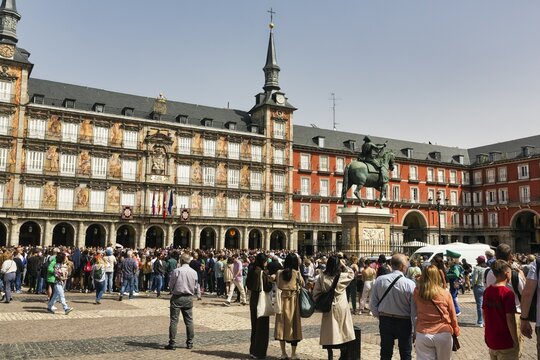 Crowd in the Plaza Mayor, Madrid, Spain