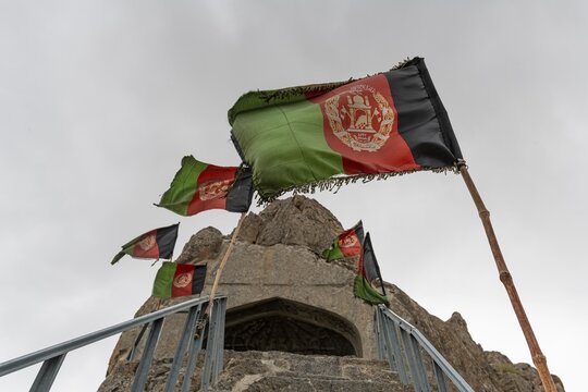 Afghan flags at Chil Zena ("Forty steps"), Kandahar, Afghanistan