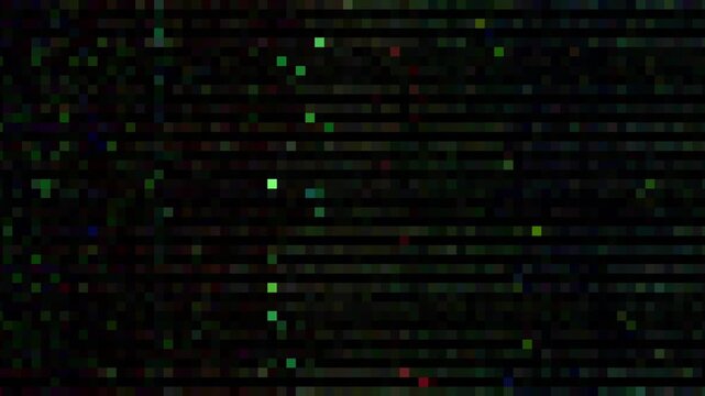Heavy pixelated textures with distortions and glitch effects