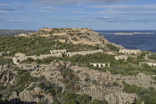 Batteria di Capo d'Orso, military barracks on the Bear Rock near Palau, Sassari province, Gallura region, Sardinia, Italy
