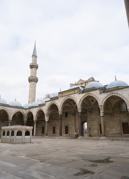 Courtyard of the historic Suleymaniye Mosque in Istanbul