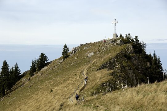 Summit of mountain Bodenschneid, Alps, Upper Bavaria, Germany