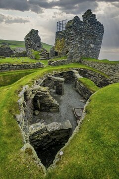Jarlshof prehistoric archaeological site, Shetland islands, United Kingdom