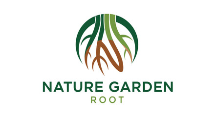Fototapeta premium Abstract nature logo design featuring tree roots within a green circle shape