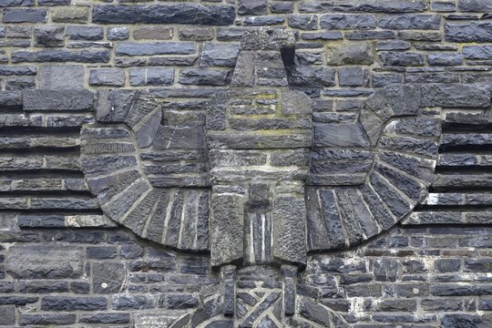 Eagle relief in the former NS Ordensburg Vogelsang, Eifel National Park, Schleiden-Gem&uuml;nd, North Rhine-Westphalia, Germany