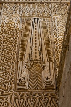 Detail artwork in a beautiful old merchant house, Farasan islands, Kingdom of Saudi Arabia