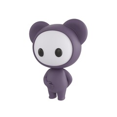 Fototapeta premium Cute 3D render Black Little Monster character standing isolated on white background. Minimal and friendly design for children, apps, and branding.