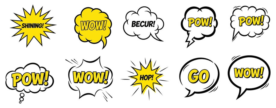 Comic book speech bubbles and sound effects collection vector illustration