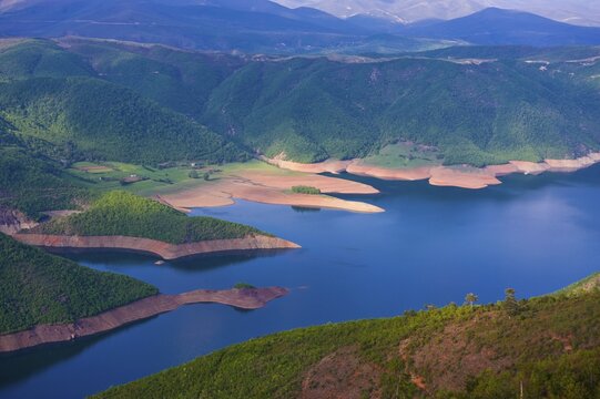 Drin River, dammed by the Fierza Reservoir, Albania