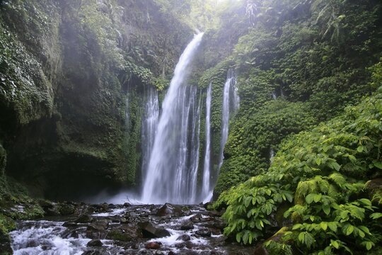Waterfall in the jungle, Senaru, Lombok, Indonesia