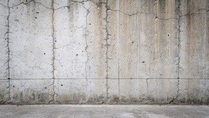 Fototapeta premium Grungy Concrete Wall with Cracks and Stains Reflecting on Wet Floor