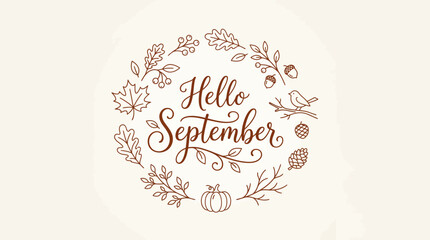Autumn-themed illustration welcoming September season © DimDim