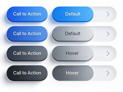 set of modern ui buttons showing call to action styles like default and hover