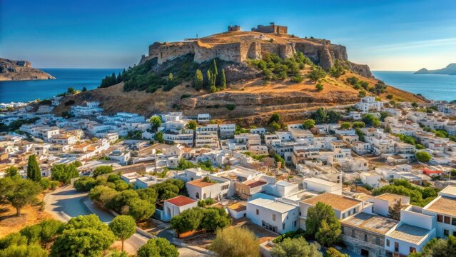 Panorama of the greek town of lindos
