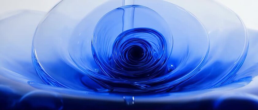 Deep Sapphire Blue Liquid Glass Unfolding Like a Rose