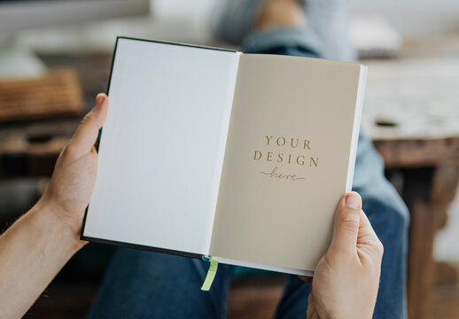 Open Book Mockup With Customizable Page PSD