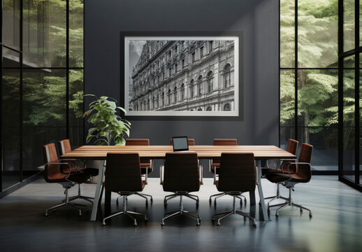 Modern Conference Room With Screen Mockup PSD