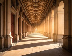 Obraz premium Ancient architecture interior with columns.