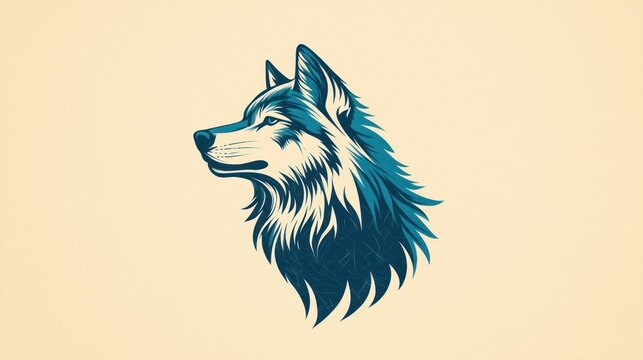 Artistic wolf head profile, beige background. Possible use Desktop background