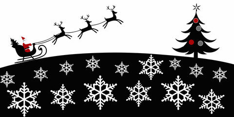 Santa claus with reindeer and christmas tree vector illustration © bashanti
