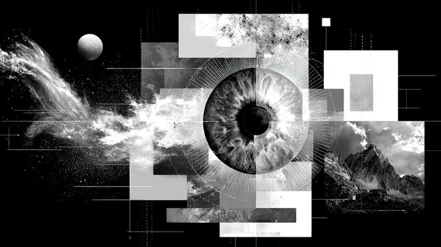 Thought experimentation - Abstract testing forms, conceptual mental simulation, visual energy dynamics, layered composition, minimalistic representation, expressive symbolic cognitive trial.