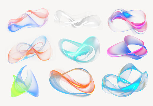 Colorful Abstract Waves Element Design Set