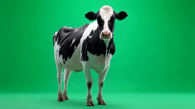 Dairy cow standing on green screen background