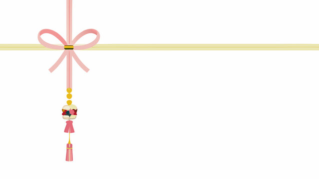 Pink Ribbon With Beadwork And Tassel Flat Vector Illustration