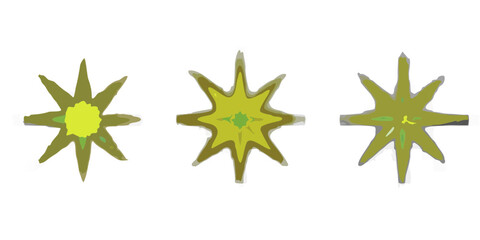 Obraz premium Star shaped Bursts With Yellow Centers Digital Illustration On Black