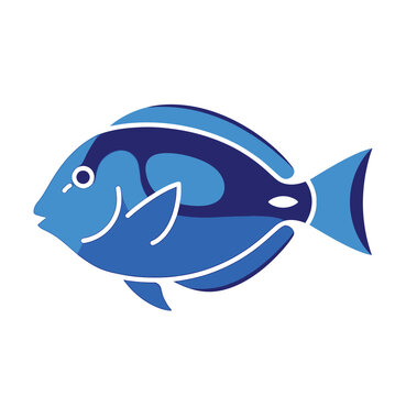Blue surgeonfish icon with fish icon surgeon fish regal tang dory surgeonfish underwater tropical