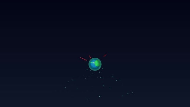 Glowing orb in dark space.