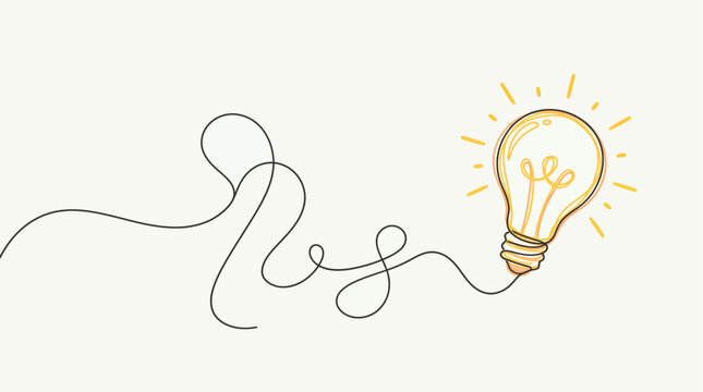  Background creative idea with hand drawn light bulb and lines.