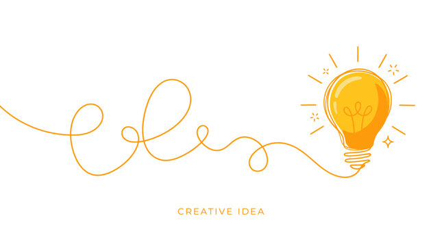 Light Bulb continuous one line drawing. Single line vector illustration with editable stroke. Idea concept