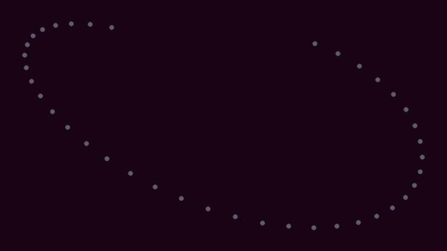 Abstract animation of moving dots forming an oval shape on dark background