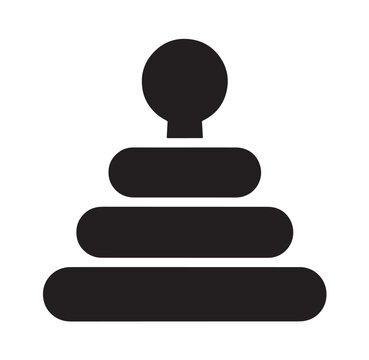 Black silhouette icon of a stacked ring baby toy with stacking rings early childhood black and white motor skills shape sorter