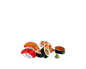 vector illustration of Japanese sushi collection © e