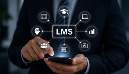 Fototapeta premium LMS Online Learning Management System Digital Education Training Technology Platform