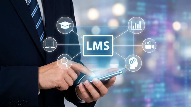 LMS Digital Learning Management System Online Education Business Technology Concept