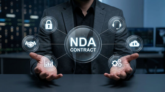 NDA Contract Security Technology Concept Secure Business Data Management System